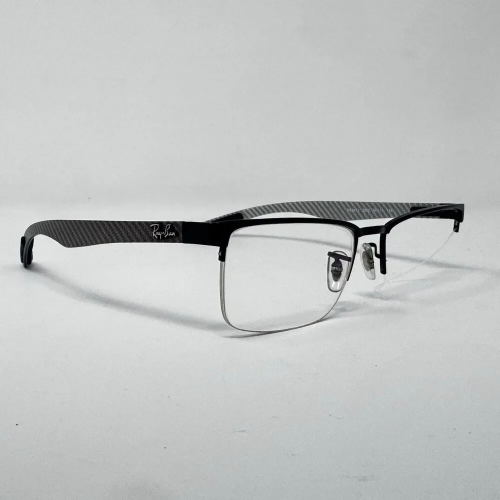 Ray-Ban RB8412 2503 Black Carbon Fiber Half Rim Eyeglass Frames 54-17-145